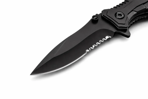 Cutit pliabil de urgenta cu spargator geam si taietor centura, metalic, negru, 20.5 cm, sistem siguranta [5]