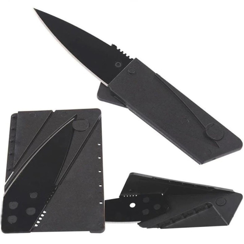 Cutit pliabil tip card pentru supravietuire, din otel inoxidabil, 6.5 cm lama, negru – compact, discret si ideal pentru situatii de urgenta [4]