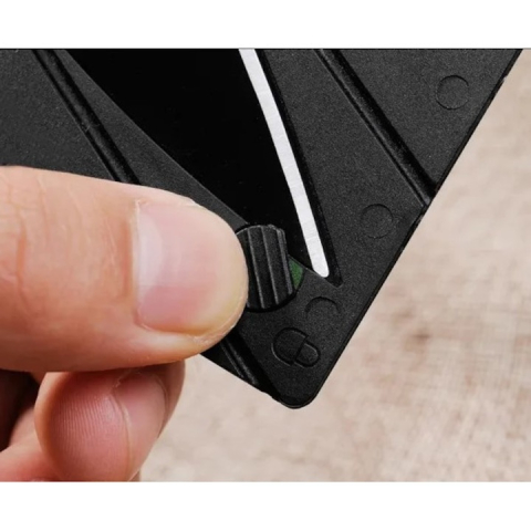 Cutit pliabil tip card pentru supravietuire, din otel inoxidabil, 6.5 cm lama, negru – compact, discret si ideal pentru situatii de urgenta [7]