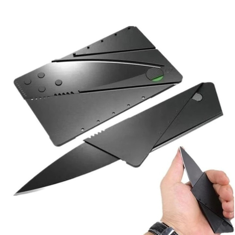 Cutit pliabil tip card pentru supravietuire, din otel inoxidabil, 6.5 cm lama, negru – compact, discret si ideal pentru situatii de urgenta [1]