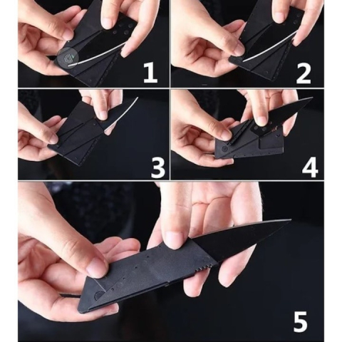 Cutit pliabil tip card pentru supravietuire, din otel inoxidabil, 6.5 cm lama, negru – compact, discret si ideal pentru situatii de urgenta [6]