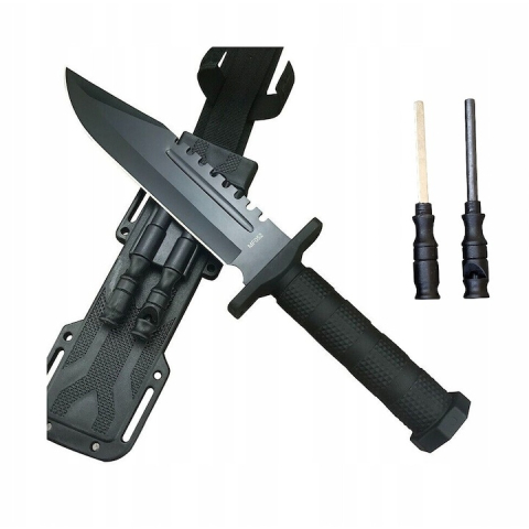 SPORT ȘI ACTIVITĂȚI - Cutit vanatoare tactic militar cu teaca multifunctionala, otel 420J2, lama fixa 31 cm, ascutitor, amnar si fluier incluse