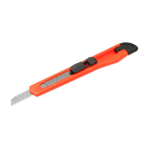 Cutter utilitar 9 mm compact, lama segmentata din otel carbon, sistem blocare siguranta, pentru taiere precisa carton si folie [1]