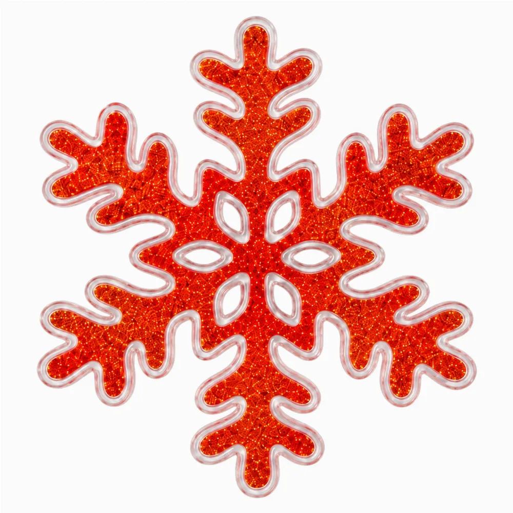 Craciun - Decoratiune Craciun pentru Geam Rosu, 20 x 20 cm, Fulg de Zapada cu Sclipici
