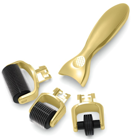 Derma Roller 3 in 1 cu ace din titan, 0.5 / 1.0 / 1.5 mm – tratament pentru regenerarea pielii, reducerea ridurilor, cicatricilor si vergeturilor [12]