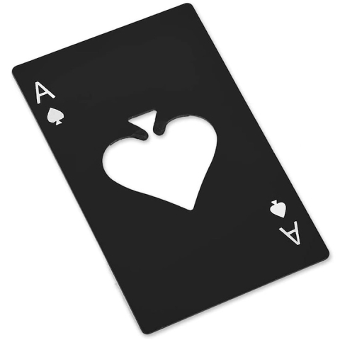 CASA & GRADINA - Desfacator sticle tip card portofel, inox negru, 86 x 54 mm, model compact reutilizabil, deschizator bere