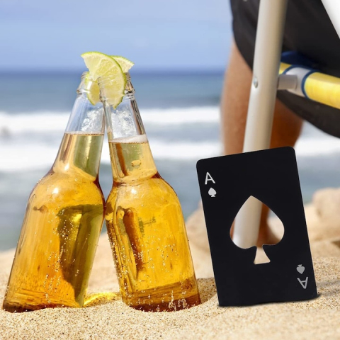 Desfacator sticle tip card portofel, inox negru, 86 x 54 mm, model compact reutilizabil, deschizator bere [9]