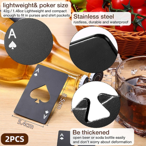 Desfacator sticle tip card portofel, inox negru, 86 x 54 mm, model compact reutilizabil, deschizator bere [2]