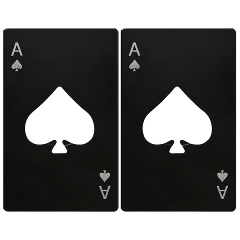 CASA & GRADINA - Desfacator sticle tip card portofel, set 2 buc, inox negru, 8.5 x 5.4 cm, deschizator bere compact reutilizabil