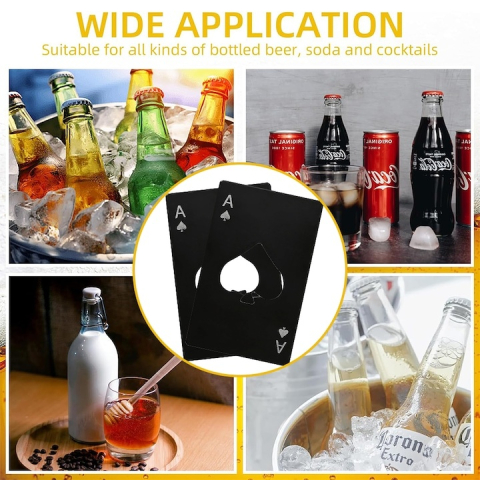 Desfacator sticle tip card portofel, set 2 buc, inox negru, 8.5 x 5.4 cm, deschizator bere compact reutilizabil [2]