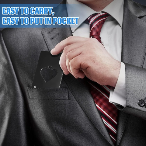 Desfacator sticle tip card portofel, set 2 buc, inox negru, 8.5 x 5.4 cm, deschizator bere compact reutilizabil [6]