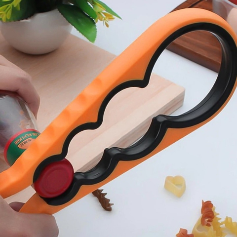 Desfacator universal pentru borcane si sticle, din plastic, portocaliu – 4 dimensiuni, design anti-alunecare, ideal pentru orice bucatarie [1]