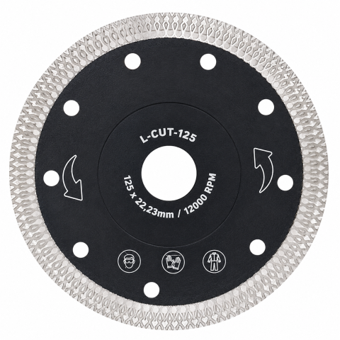 Disc diamantat continuu pentru portelan, ceramica, sticla si materiale compozite, 125 mm, grosime 1.4 mm, alezaj 22.2 mm [4]