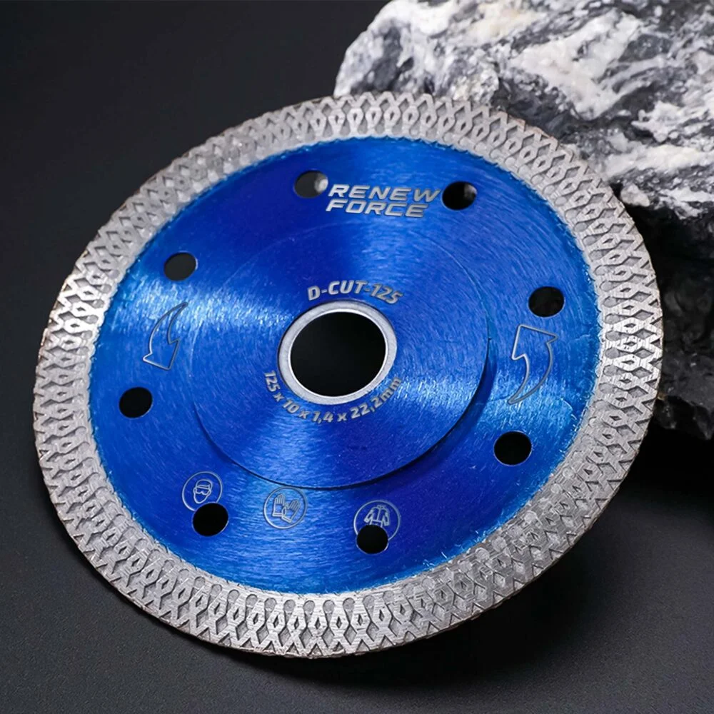 Disc diamantat profesional pentru portelan, gresie, ceramica si piatra, 125 mm, taiere uscata, albastru [2]