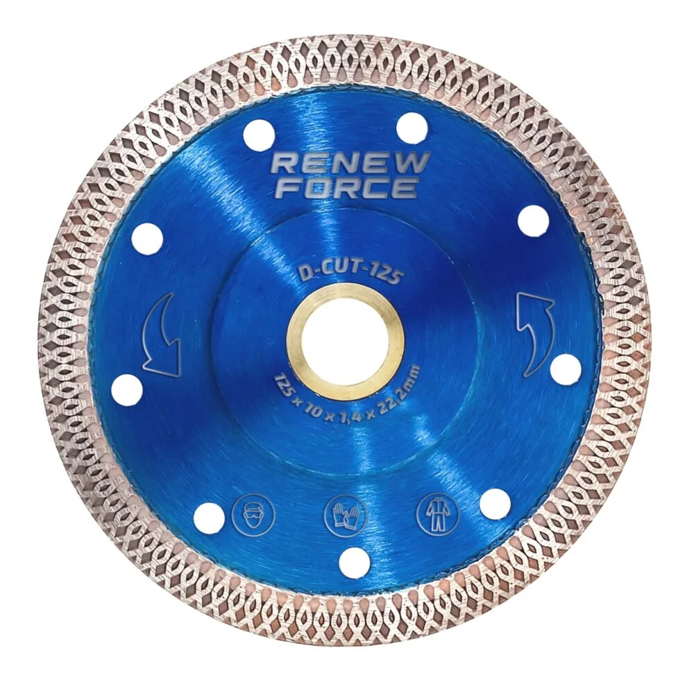 Gresie si faianta - Disc diamantat profesional pentru portelan, gresie, ceramica si piatra, 125 mm, taiere uscata, albastru
