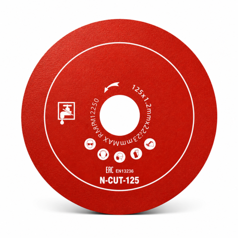 Disc diamantat rosu 125 mm pentru taiere si slefuire, dubla fata diamantata, grosime 1.2 mm, prindere 22.23 mm, pentru ceramica, gresie, faianta si piatra [7]