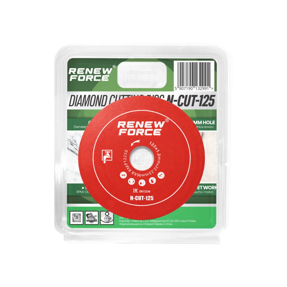 Disc diamantat rosu 125 mm pentru taiere si slefuire, dubla fata diamantata, grosime 1.2 mm, prindere 22.23 mm, pentru ceramica, gresie, faianta si piatra [3]