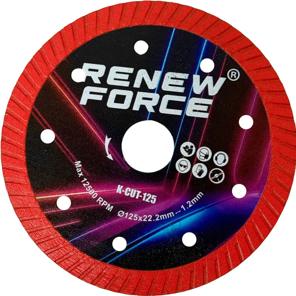 Gresie si faianta - Disc diamantat turbo pentru gresie portelanata si ceramica, 125 mm, 22.2 mm, taiere uscata, grosime 1.5 mm