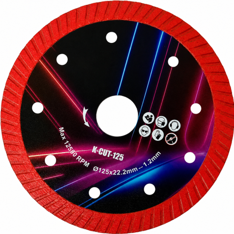 Disc diamantat turbo pentru gresie portelanata si ceramica, 125 mm, 22.2 mm, taiere uscata, grosime 1.5 mm [5]