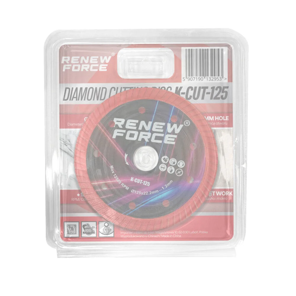Disc diamantat turbo pentru gresie portelanata si ceramica, 125 mm, 22.2 mm, taiere uscata, grosime 1.5 mm [3]