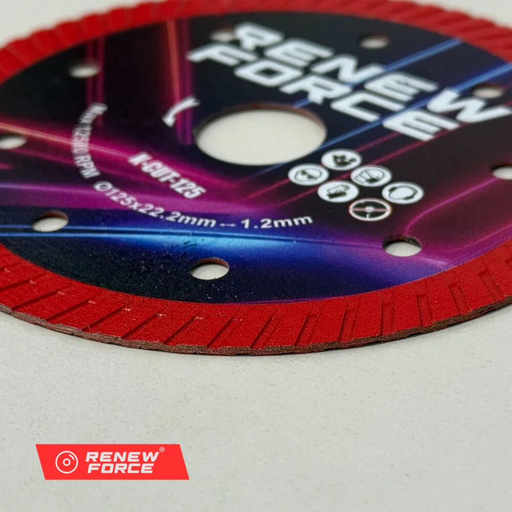 Disc diamantat turbo pentru gresie portelanata si ceramica, 125 mm, 22.2 mm, taiere uscata, grosime 1.5 mm [2]