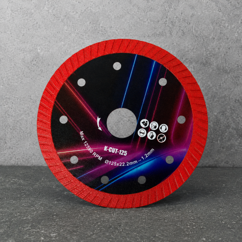 Disc diamantat turbo pentru gresie portelanata si ceramica, 125 mm, 22.2 mm, taiere uscata, grosime 1.5 mm [6]