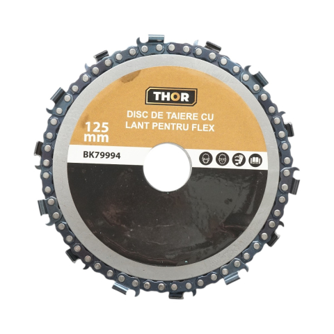 Diverse Unelte - Disc pentru polizor unghiular, cu lant, 14 dinti, 125 x 22 mm, pentru taierea lemnului