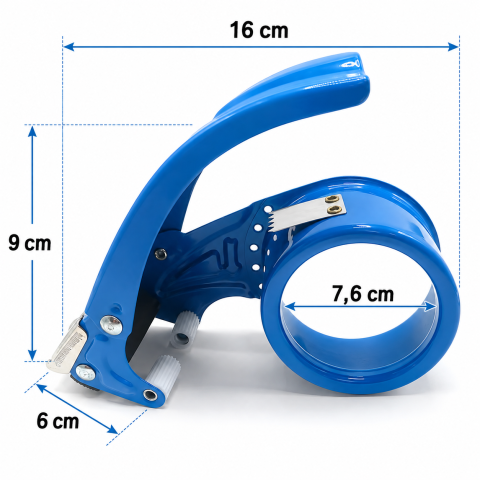 Dispenser banda adeziva albastru 16 x 9 x 6 cm, metalic, pentru role cu latime pana la 5 cm [2]