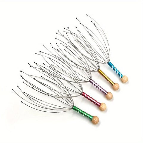 Ustensile îngrijire păr - Dispozitiv de masaj capilar cu 12 brațe din metal – masaj relaxant pentru scalp, stimulare circulație și reducerea stresului