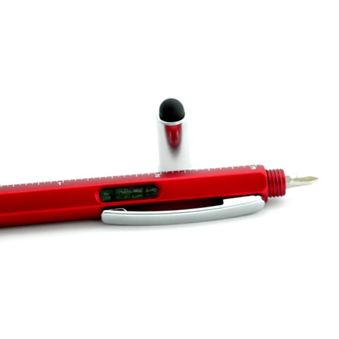 Dispozitiv multifunctional 6 in 1, pix, rigla, 2 surubelnite, boloboc si stylus pentru ecran tactil, 15 x 1.5 cm, rosu – un instrument practic, elegant si versatil pentru uz zilnic [6]