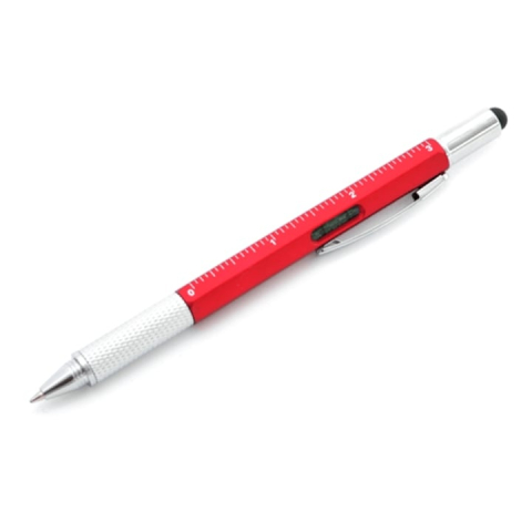 Diverse uz casnic - Dispozitiv multifunctional 6 in 1, pix, rigla, 2 surubelnite, boloboc si stylus pentru ecran tactil, 15 x 1.5 cm, rosu – un instrument practic, elegant si versatil pentru uz zilnic