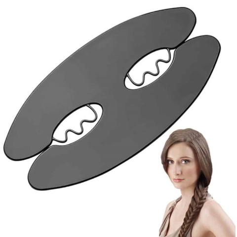 Dispozitiv pentru impletirea parului, utilizare usoara, gri – accesoriu practic pentru coada impletita tip „os de peste” [1]