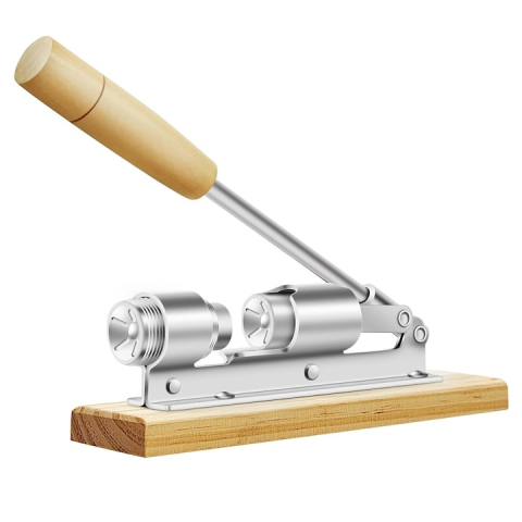 Diverse bucatarie - Dispozitiv pentru spart nuci si alune, multifunctional, cu baza din lemn si structura metalica, argintiu