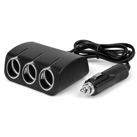 Alte gadgeturi auto - Distribuitor priza auto negru 12/24V, 120W, 3 prize bricheta