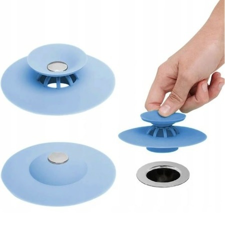 Dop chiuveta/cada din silicon, universal, rezistent la temperaturi ridicate/scazute - Albastru [2]
