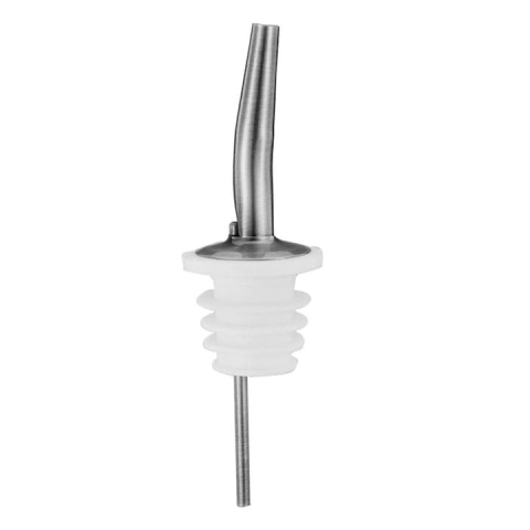 Pavilioane - Dozator pentru sticle cu turnare controlata, otel inoxidabil si cauciuc, antipicurare, pentru bauturi, ulei si otet, 11.4 cm, alb-argintiu