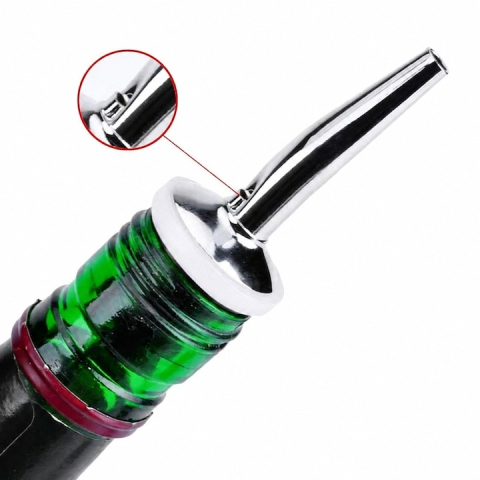 Dozator pentru sticle cu turnare controlata, otel inoxidabil si cauciuc, antipicurare, pentru bauturi, ulei si otet, 11.4 cm, alb-argintiu [1]