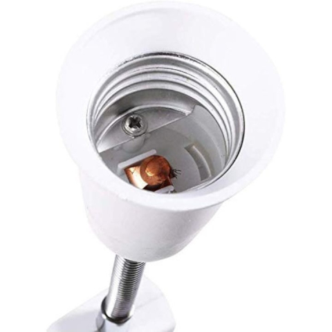 Dulie cu intrerupator si stecher, cu bec LED E27 10W, alb neutru 4500K, brat flexibil 20 cm, alb [9]