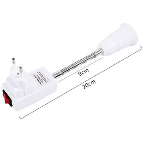 Dulie cu intrerupator si stecher, cu bec LED E27 10W, alb neutru 4500K, brat flexibil 20 cm, alb [8]