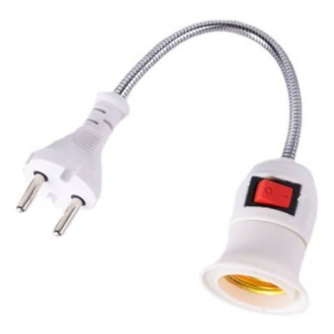 Dulie cu intrerupator si stecher, cu bec LED E27 10W, alb neutru 4500K, brat flexibil 20 cm, alb [7]
