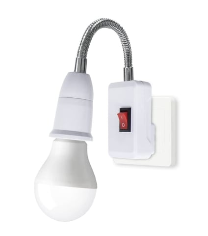 ELECTRONICE - Dulie cu intrerupator si stecher, cu bec LED E27 15W, alb neutru 4500K, brat flexibil, alb