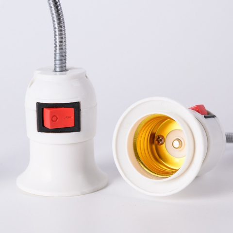 Dulie cu intrerupator si stecher, cu bec LED E27 5W, alb neutru 4500K, brat flexibil 20 cm, alb [6]