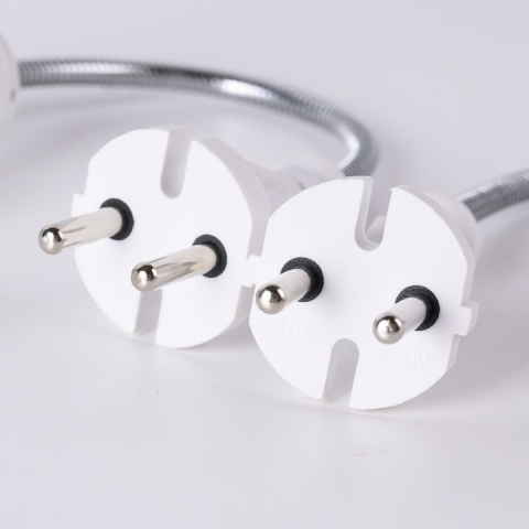 Dulie cu intrerupator si stecher, cu bec LED E27 5W, alb neutru 4500K, brat flexibil 20 cm, alb [8]