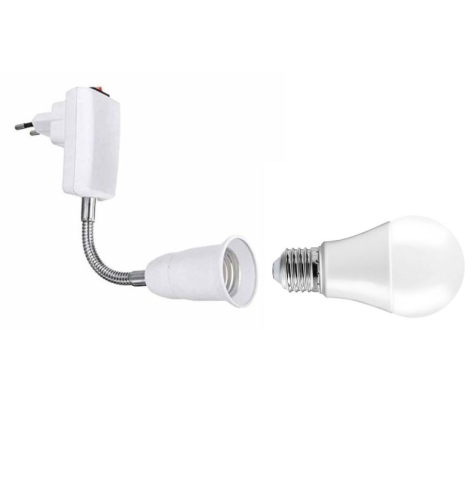 Dulie cu intrerupator si stecher, cu bec LED E27 5W, alb neutru 4500K, fix, alb [1]