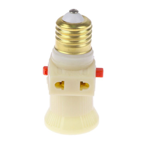 Dulie cu soclu E27, conectare 2 dispozitive, intrerupator, 60W, 4A, 220-250 V, plastic, alb [4]