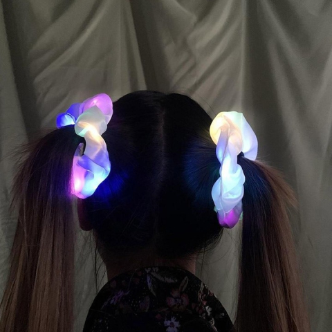 Elastic pentru par, 10 lumini LED, 3 moduri de iluminare, roz [2]
