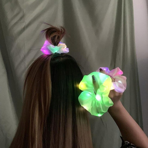 Elastic pentru par, 10 lumini LED, 3 moduri de iluminare, roz [3]