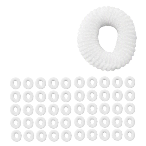 CASA & GRADINA - Elastice albe pentru par, set 50 buc, diametru 2.5 cm, model spiralat rezistent, benzi elastice fara cute pentru utilizare zilnica