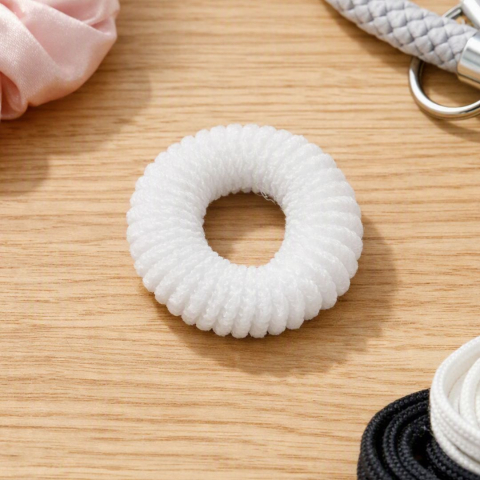 Elastice albe pentru par, set 50 buc, diametru 2.5 cm, model spiralat rezistent, benzi elastice fara cute pentru utilizare zilnica [5]