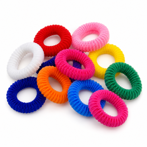 Ustensile îngrijire păr - Elastice de par multicolore, 2.3 cm, set 10 bucati, pentru fetite, accesorii colorate pentru codite, impletituri si coafuri, culori aleatorii